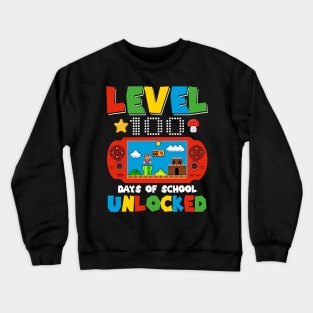 Level 100 Days Of School Unlocked Gamer Video Games Boys Crewneck Sweatshirt